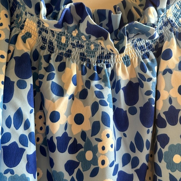 Tuckernuck Blue Floral Off the Shoulder Marguerite Blouse - Picture 3 of 8